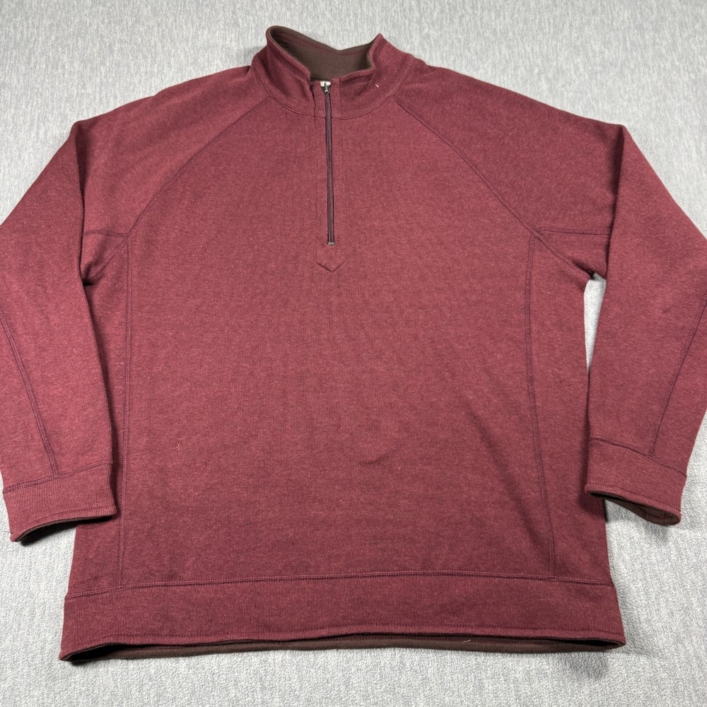 Tommy Bahama Sweatshirt Mens L Red Reversible Quarter Zip Pullover Sweater Top